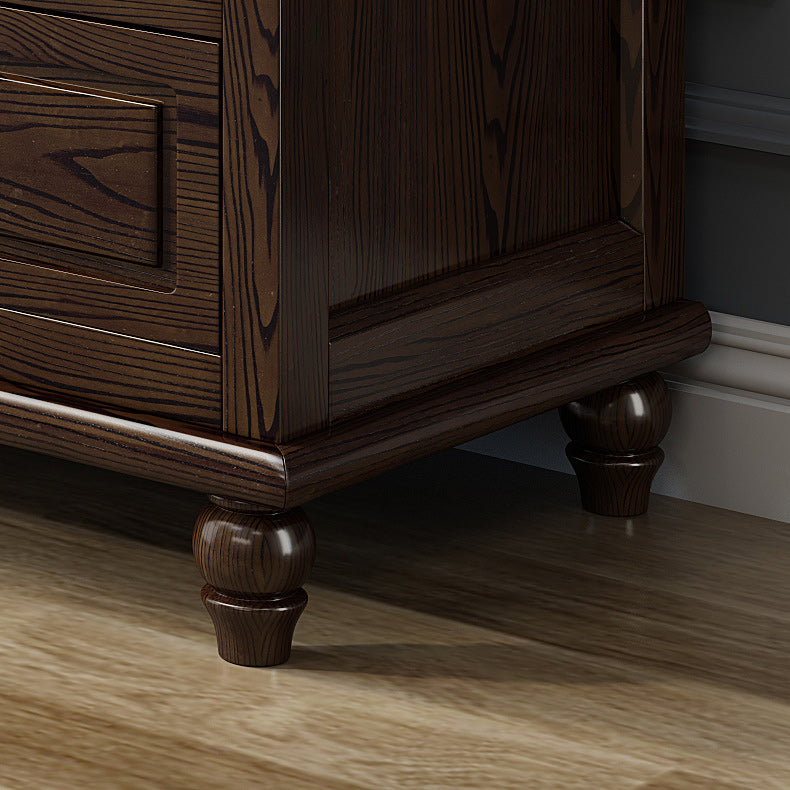 Modern Accent Chest with 7 Drawers and Solid Wood Bun Feet Chest