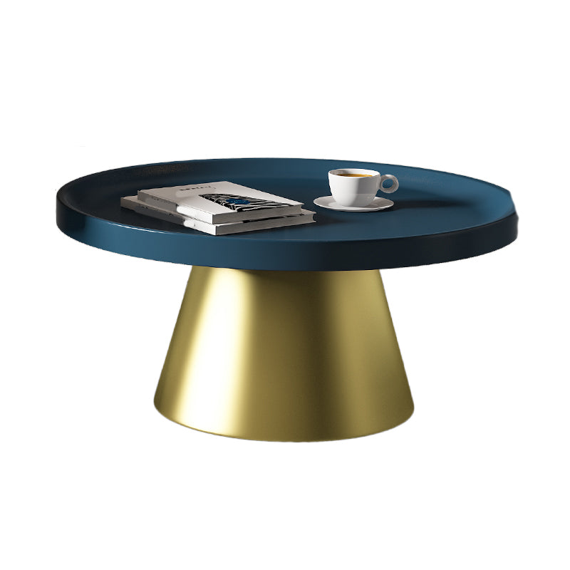 Mid-Century Modern Iron Coffee Table Round Tray Top Cocktail Table Set