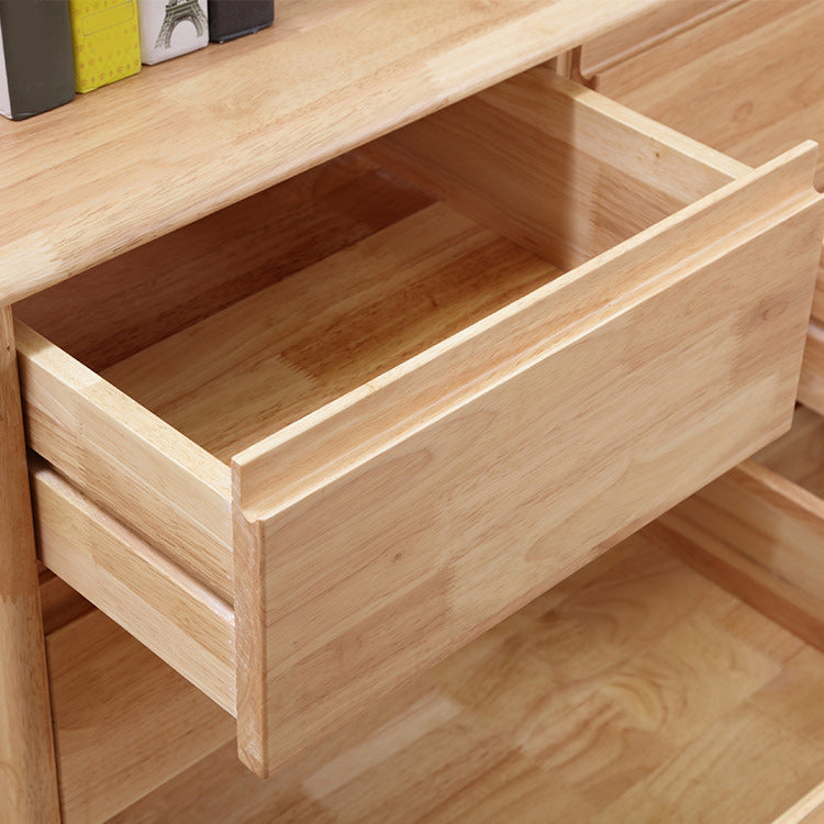 Modern Rubberwood Accent Chest with Natural Legs and Drawers