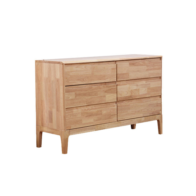 Modern Rubberwood Accent Chest with Natural Legs and Drawers