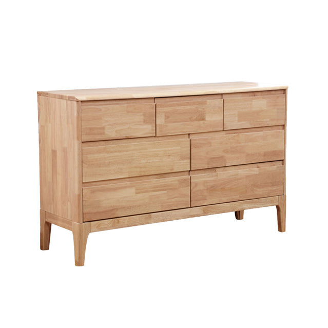 Modern Rubberwood Accent Chest with Natural Legs and Drawers