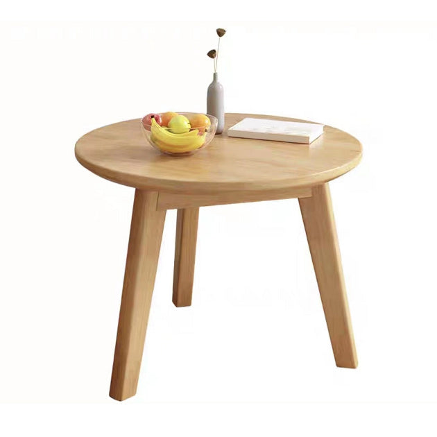 Round Solid Wood Coffee Table Nordic 3 Legs Cocktail Table Set