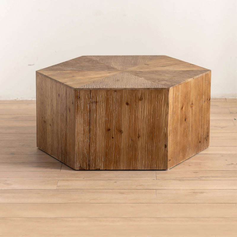 French Country Geometric Wood Coffee Table Distressed Wood Cocktail Table