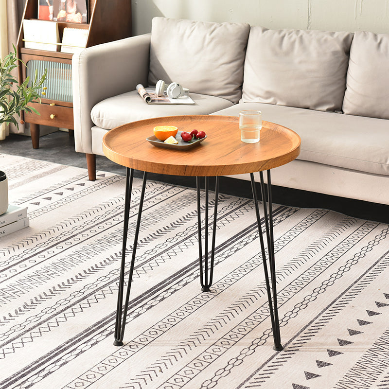 3 Legs Round Coffee Table Wooden Coffee Table in Brown Modern Style