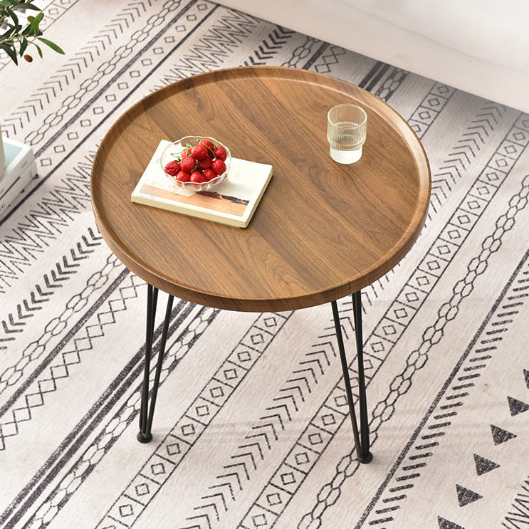 3 Legs Round Coffee Table Wooden Coffee Table in Brown Modern Style