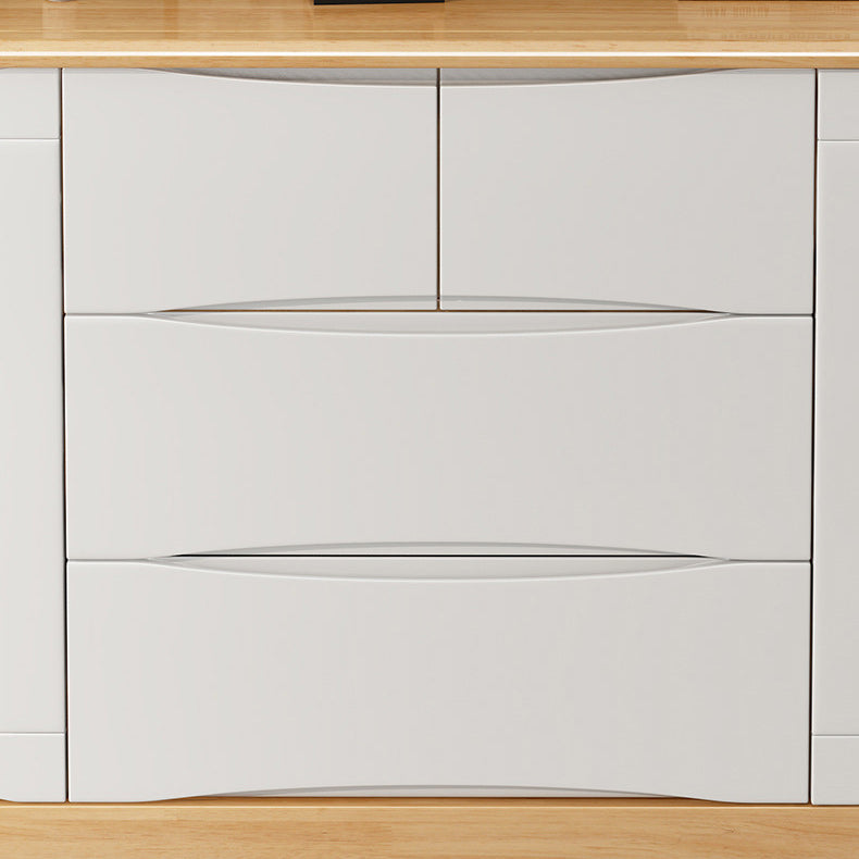 Mid-Century Wooden Accent Cabinet with Doors and 4 Drawers Cabinet