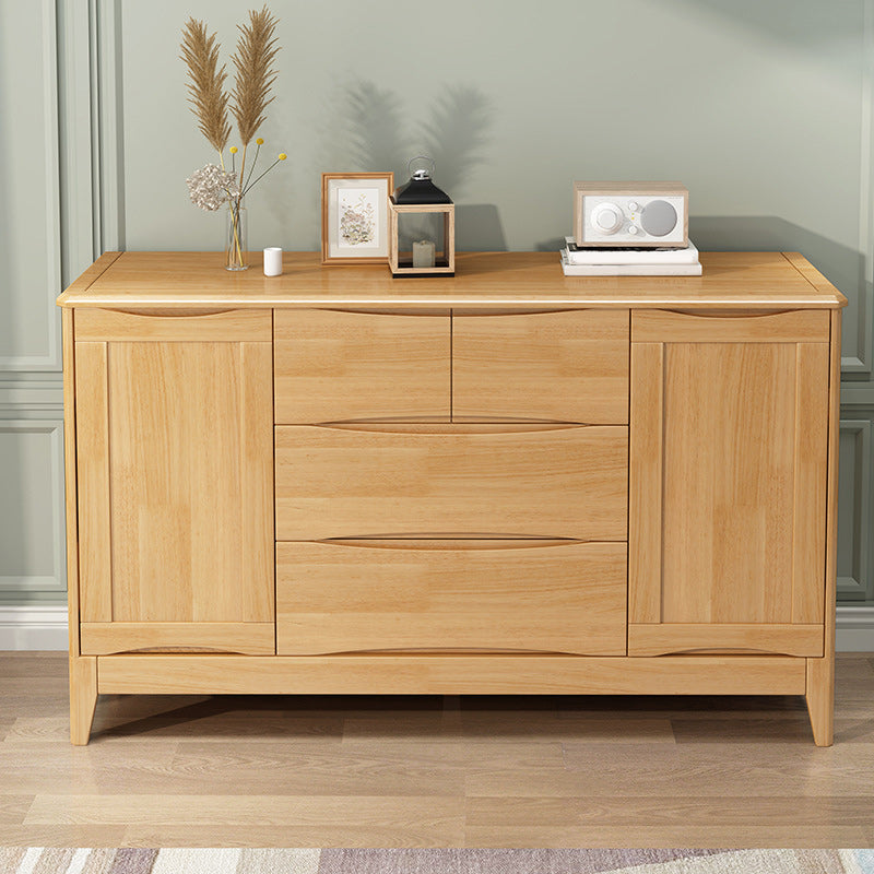 Mid-Century Wooden Accent Cabinet with Doors and 4 Drawers Cabinet