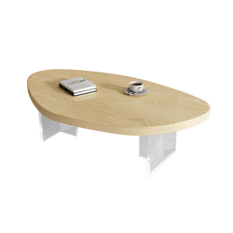 Scandinavian Solid Wood Coffee Table 14.96" H Acrylic Legs Cocktail Table