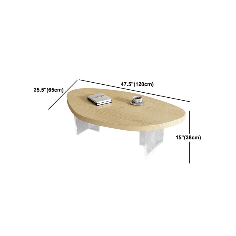 Scandinavian Solid Wood Coffee Table 14.96" H Acrylic Legs Cocktail Table