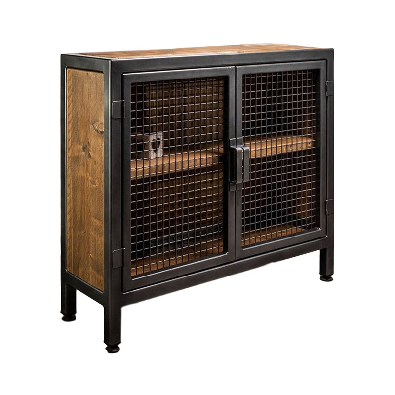 Industrial Accent Cabinet with Distressed Wood Top and Iron Legs