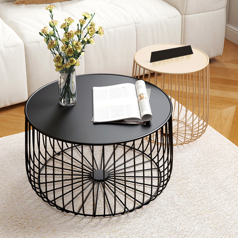 Mid-Century Modern Round Iron Coffee Table Frame Cocktail Table 15.75" H