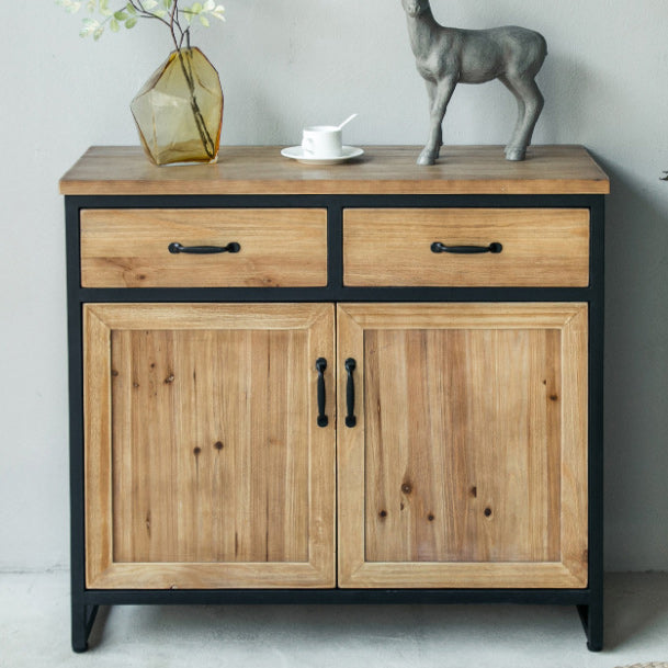 Industrial Natural Solid Wood Cabinet with Shelf and 2 Doors