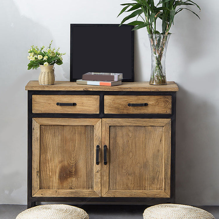 Industrial Natural Solid Wood Cabinet with Shelf and 2 Doors