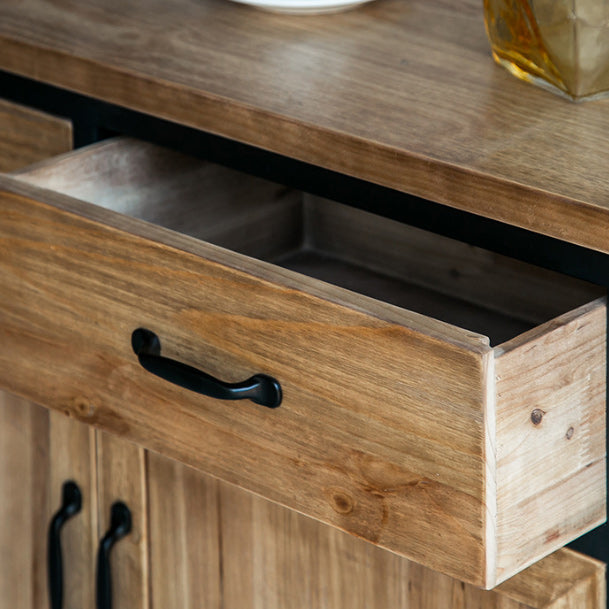 Industrial Natural Solid Wood Cabinet with Shelf and 2 Doors