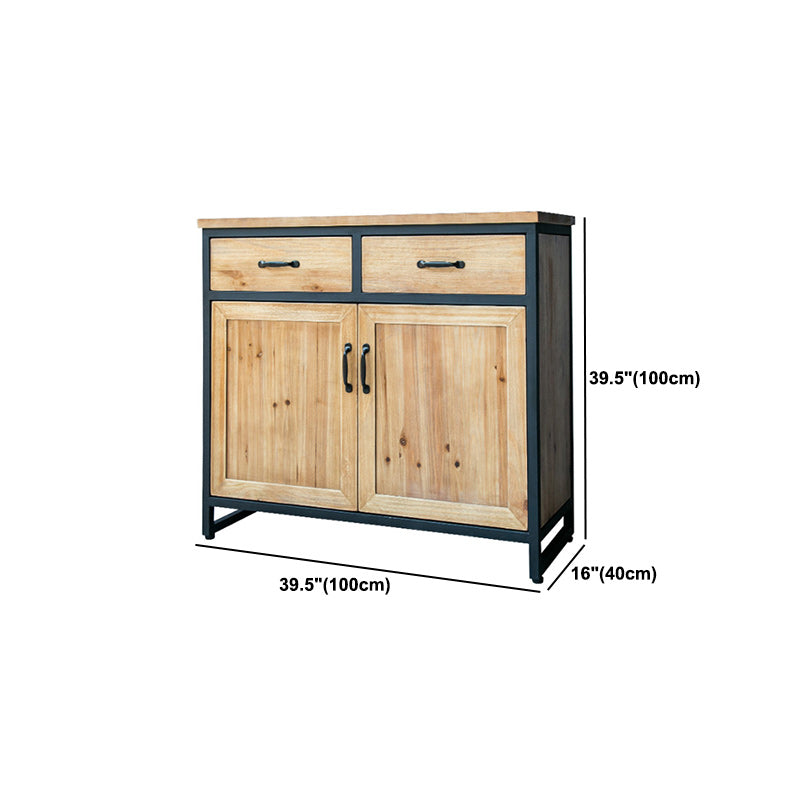 Industrial Natural Solid Wood Cabinet with Shelf and 2 Doors