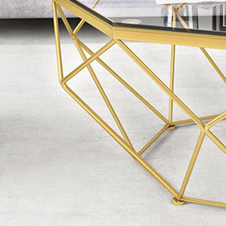 Glass Coffee Table 17.72" H Frame Cocktail Table for Living Room