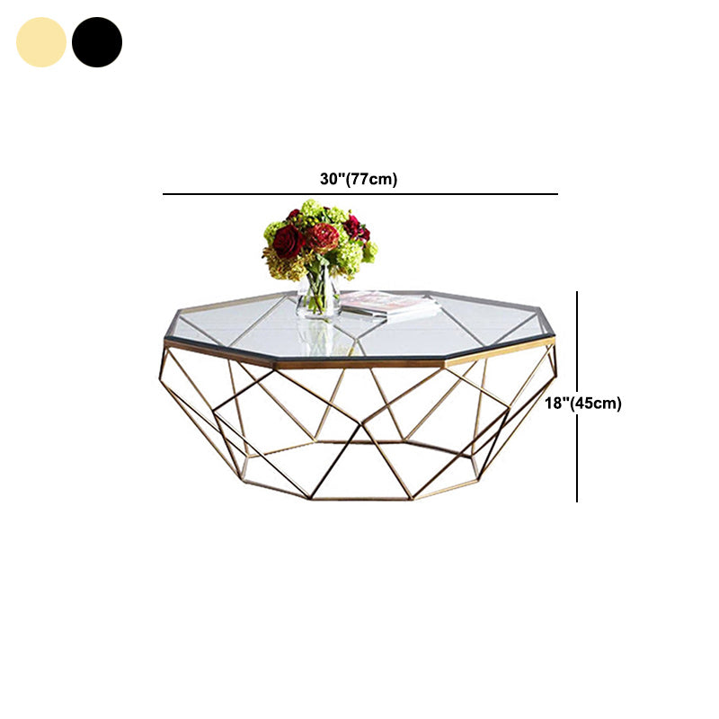 Glass Coffee Table 17.72" H Frame Cocktail Table for Living Room