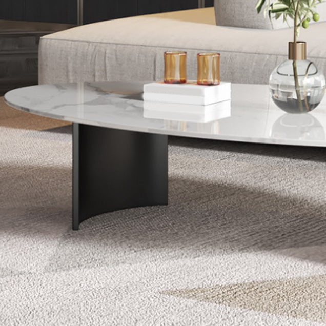 Oval Coffee Cocktail Table with 2 Legs for Living Room in White