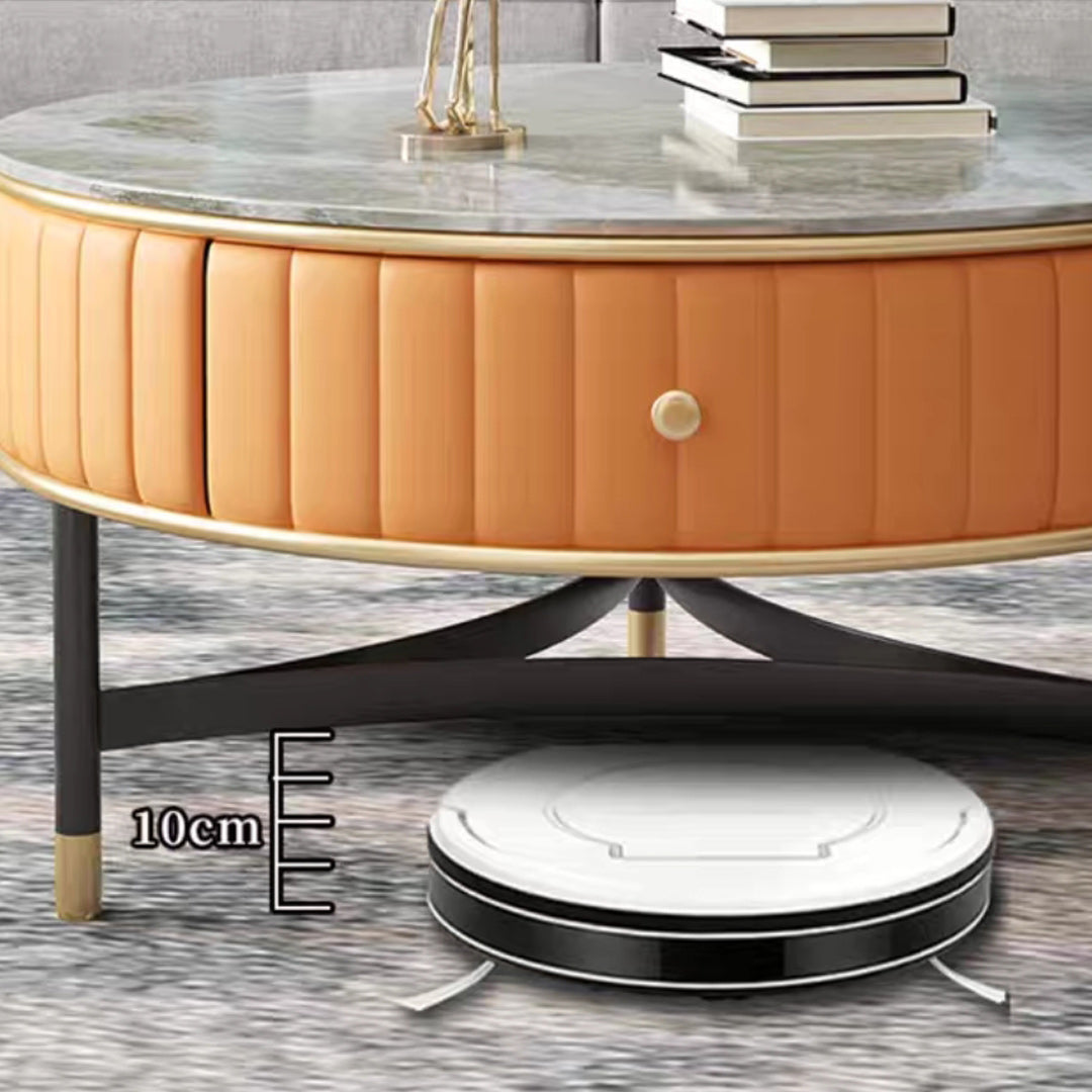 Stone Top Coffee Table Draw included Metal Legs Single Cocktail Table