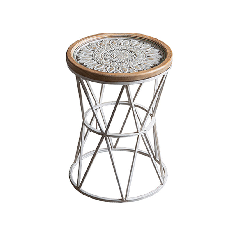 Frame French Country Round Coffee Table Distressed Wood Cocktail Table