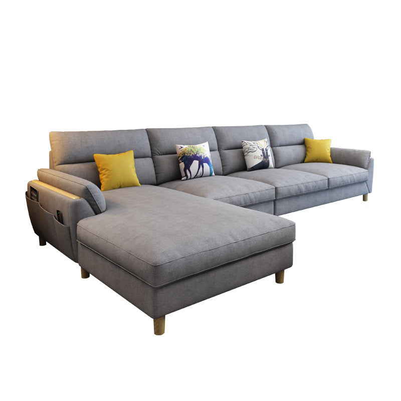Linen Slipcovered Sectional Flared Arm Sectional with Storage