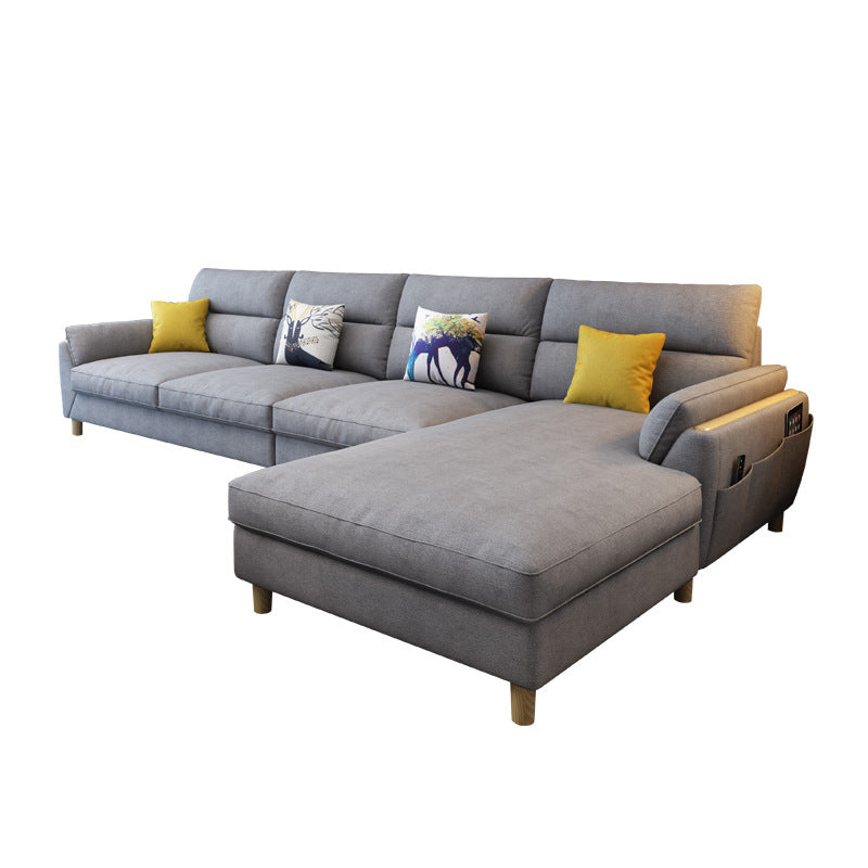 Linen Slipcovered Sectional Flared Arm Sectional with Storage