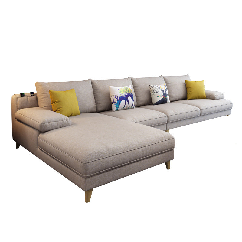 Linen Slipcovered Sectional Flared Arm Sectional with Storage
