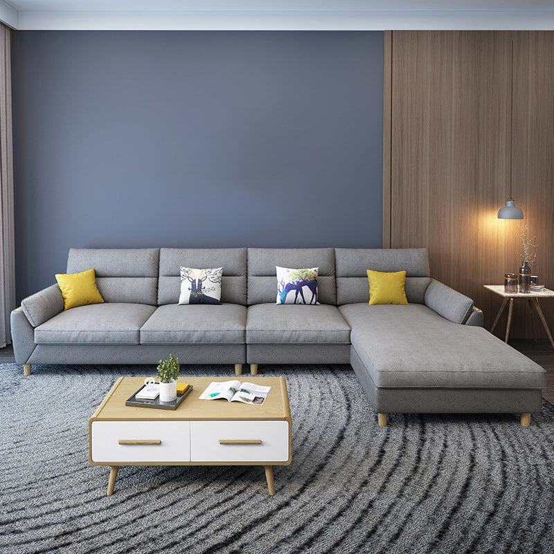 Linen Slipcovered Sectional Flared Arm Sectional with Storage