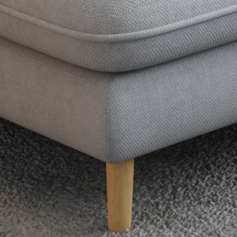 Fabric Pillow Back Sectional Flared Arm Sectional with Wood Accents