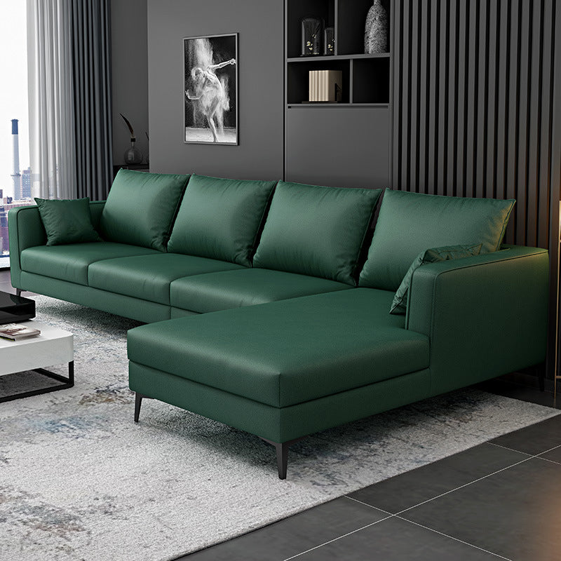 Green 4-seater Square Arm Sectional Pillow Back Stain-resistant Sectional