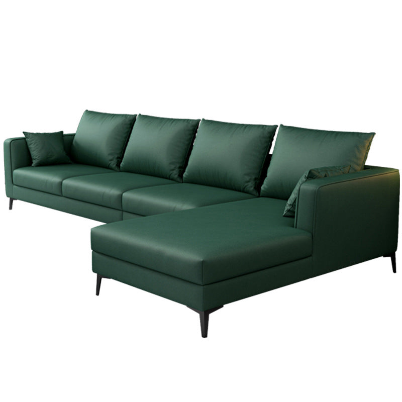 Green 4-seater Square Arm Sectional Pillow Back Stain-resistant Sectional