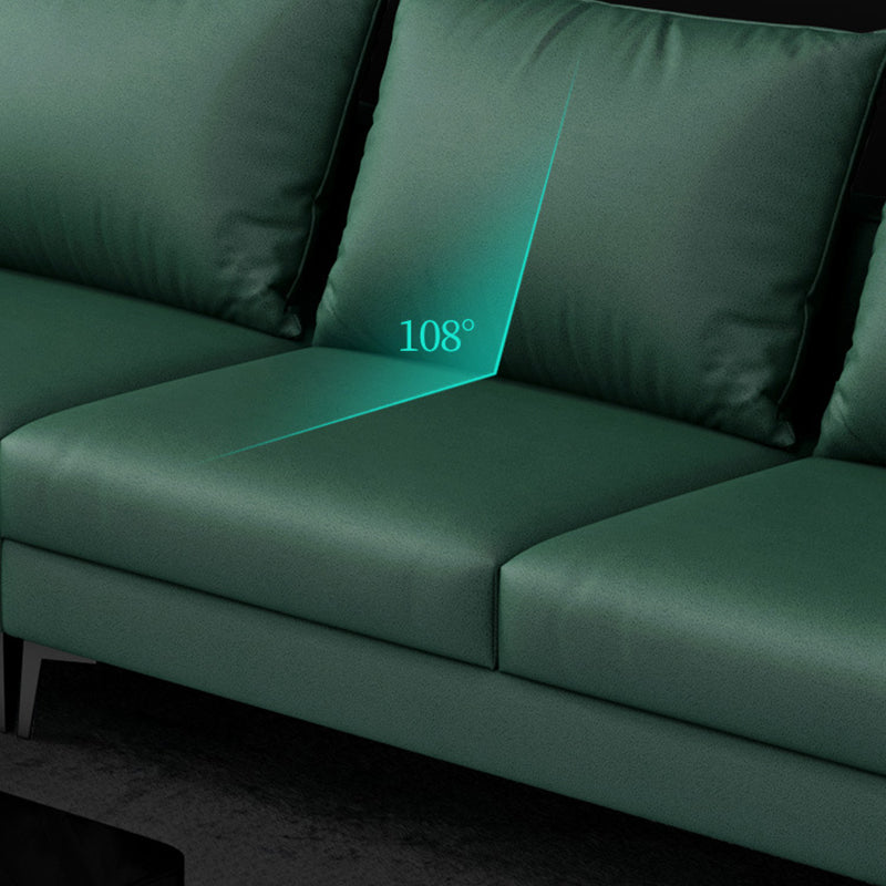 Green 4-seater Square Arm Sectional Pillow Back Stain-resistant Sectional