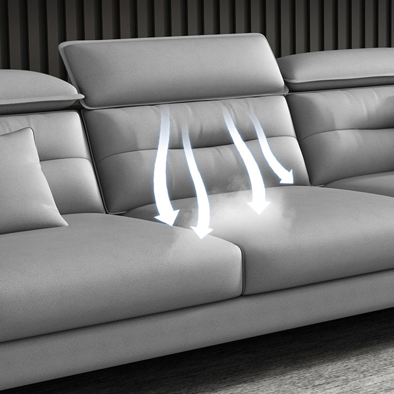 Grey Square Arm Sectional Pillow Back Modern 4-seat Sectional