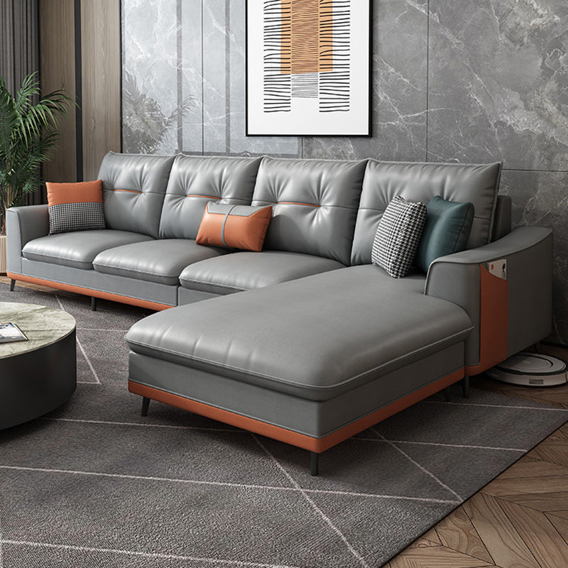 Tufted Modern Sloped Arm Sectional 5-seater Stain-resistant Sectional