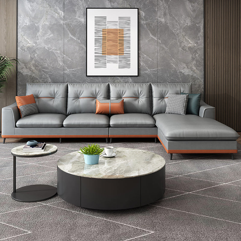 Tufted Modern Sloped Arm Sectional 5-seater Stain-resistant Sectional