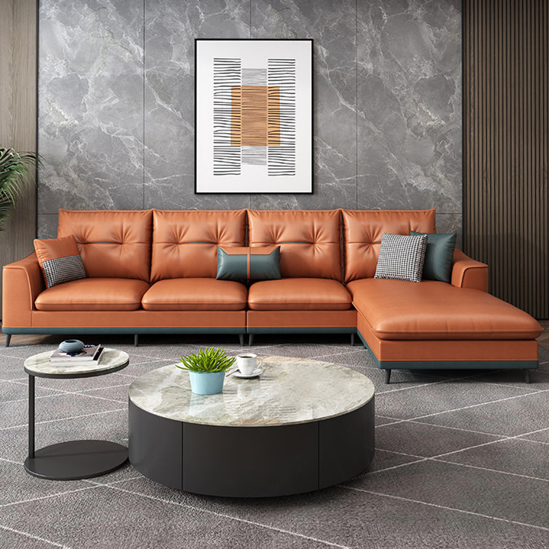 Tufted Modern Sloped Arm Sectional 5-seater Stain-resistant Sectional