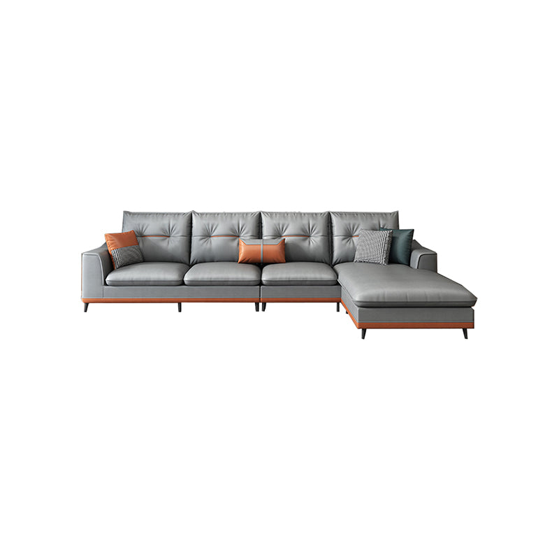 Tufted Modern Sloped Arm Sectional 5-seater Stain-resistant Sectional