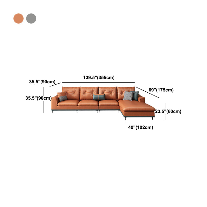 Tufted Modern Sloped Arm Sectional 5-seater Stain-resistant Sectional