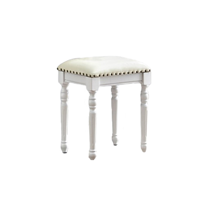 Bright White Vanity Set with 2 Storage Drawers Rubberwood Make-up Vanity, 17.71" Wide