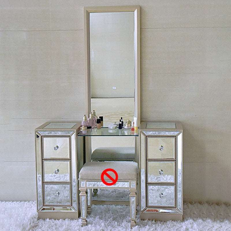 Sliver Glass Vanity Set 15.74" Wide Make-up Vanity with 6 Storage Drawers
