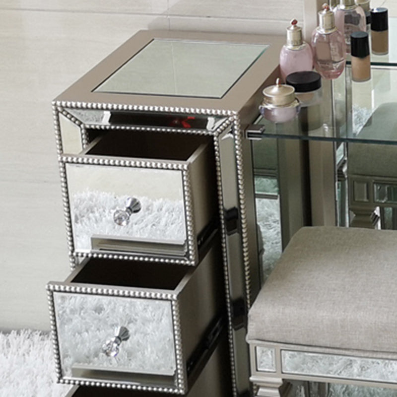 Sliver Glass Vanity Set 15.74" Wide Make-up Vanity with 6 Storage Drawers