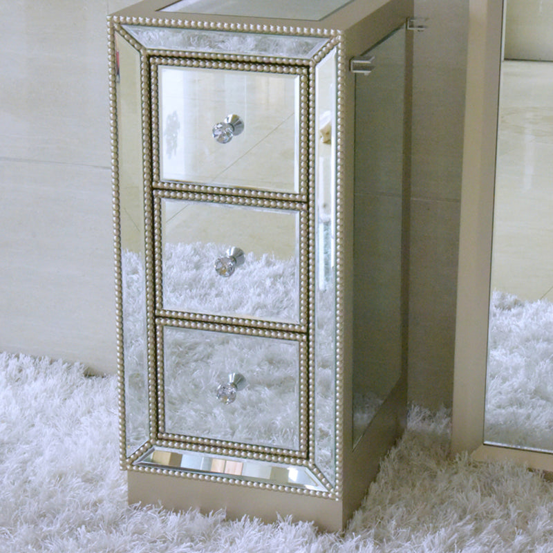 Sliver Glass Vanity Set 15.74" Wide Make-up Vanity with 6 Storage Drawers
