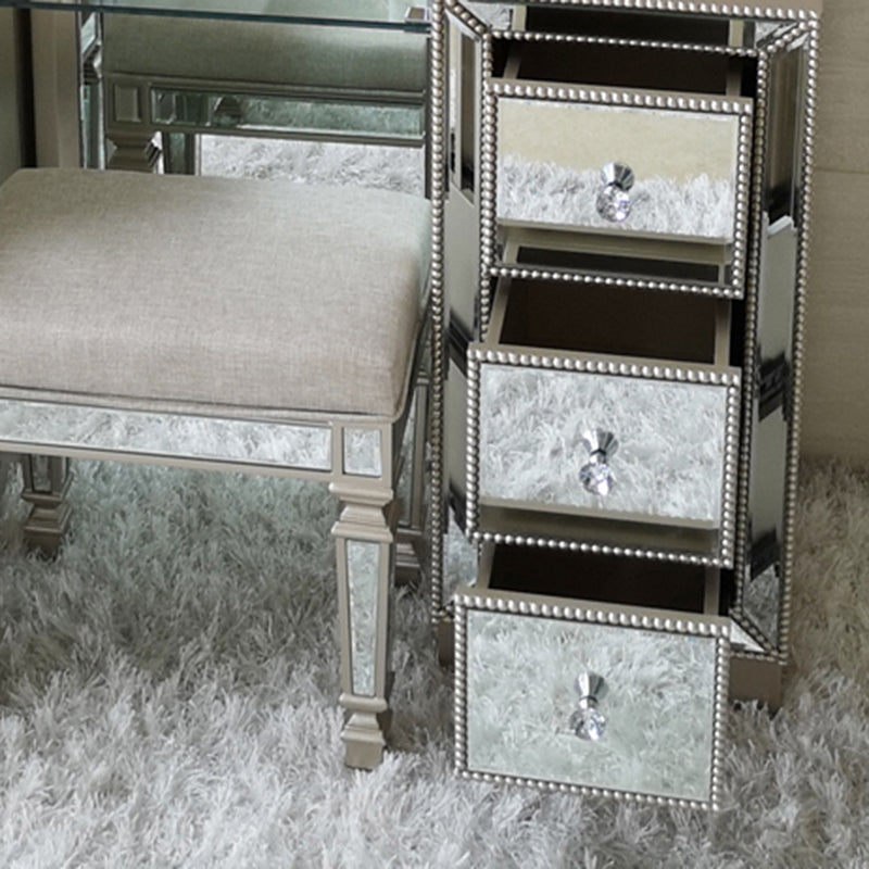 Sliver Glass Vanity Set 15.74" Wide Make-up Vanity with 6 Storage Drawers