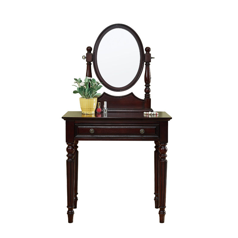 Oak Vanity Set Make-up 15.74" Wide Vanity with Drawer and Mirror