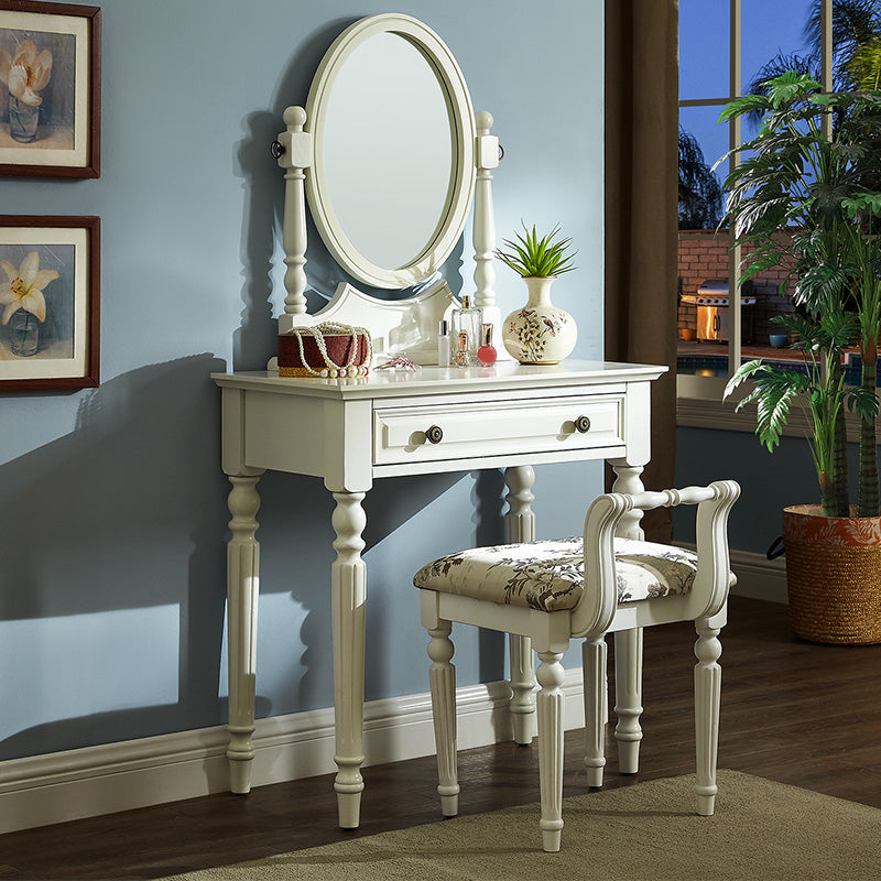 Oak Vanity Set Make-up 15.74" Wide Vanity with Drawer and Mirror