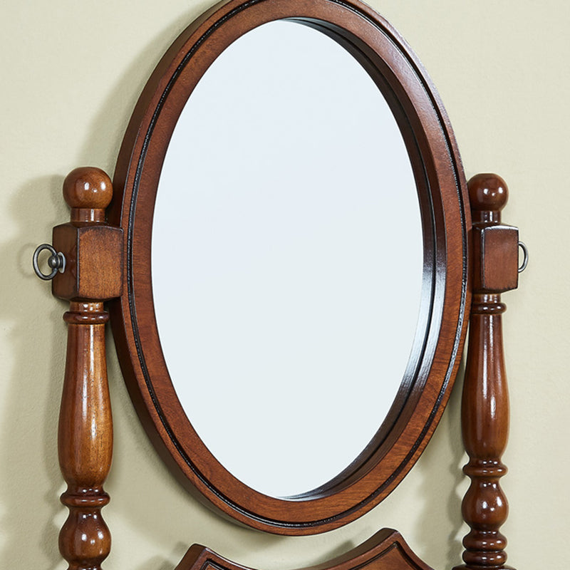 Oak Vanity Set Make-up 15.74" Wide Vanity with Drawer and Mirror