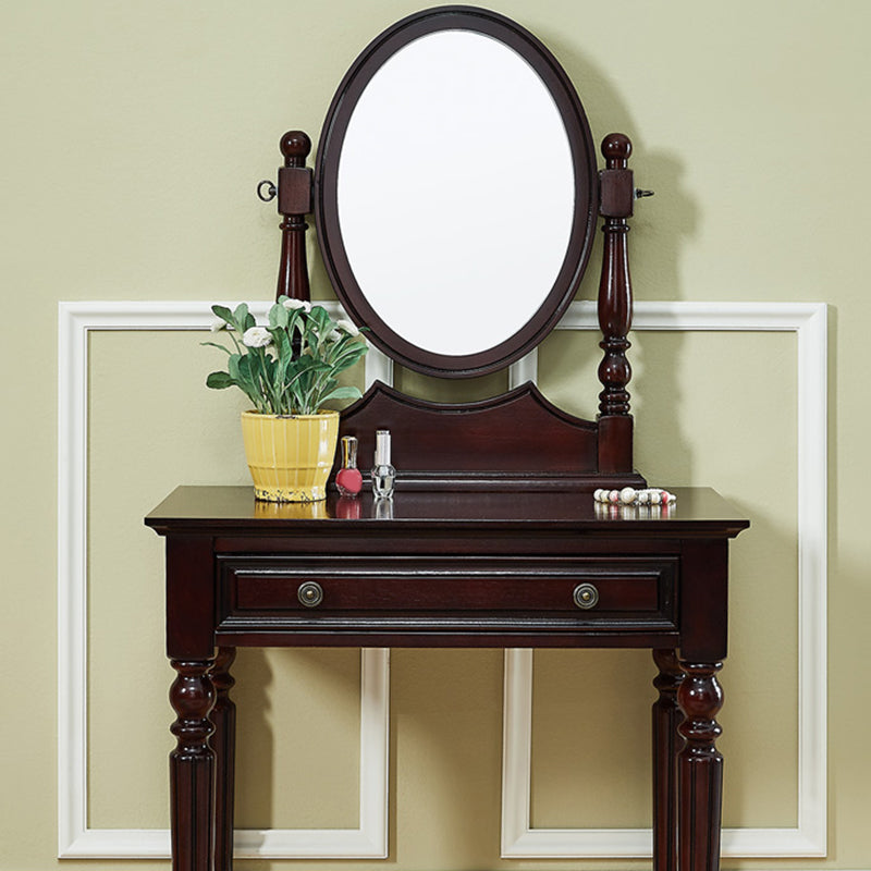 Oak Vanity Set Make-up 15.74" Wide Vanity with Drawer and Mirror