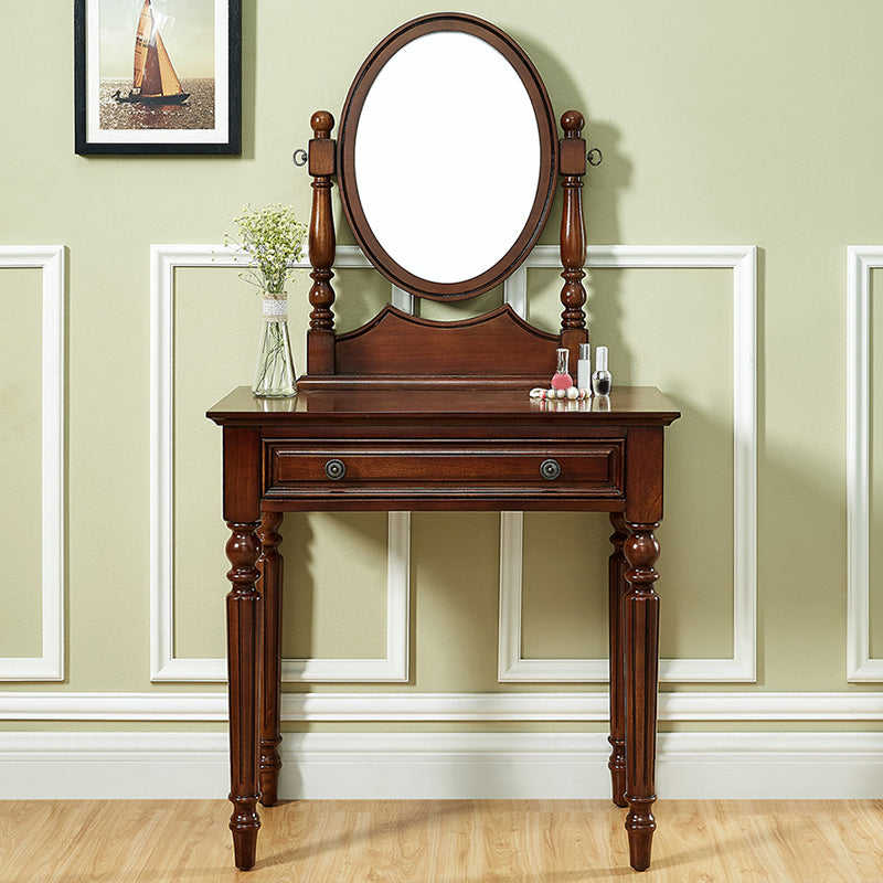 Oak Vanity Set Make-up 15.74" Wide Vanity with Drawer and Mirror