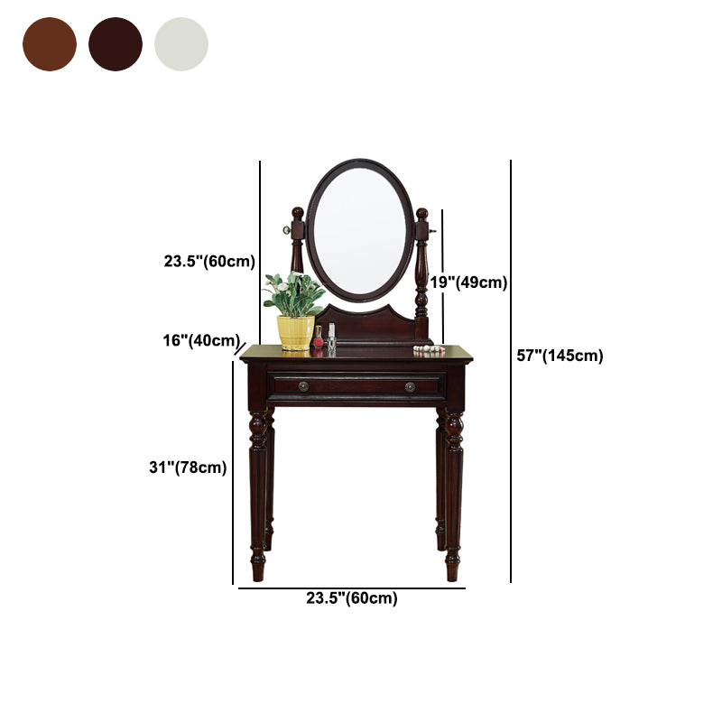 Oak Vanity Set Make-up 15.74" Wide Vanity with Drawer and Mirror