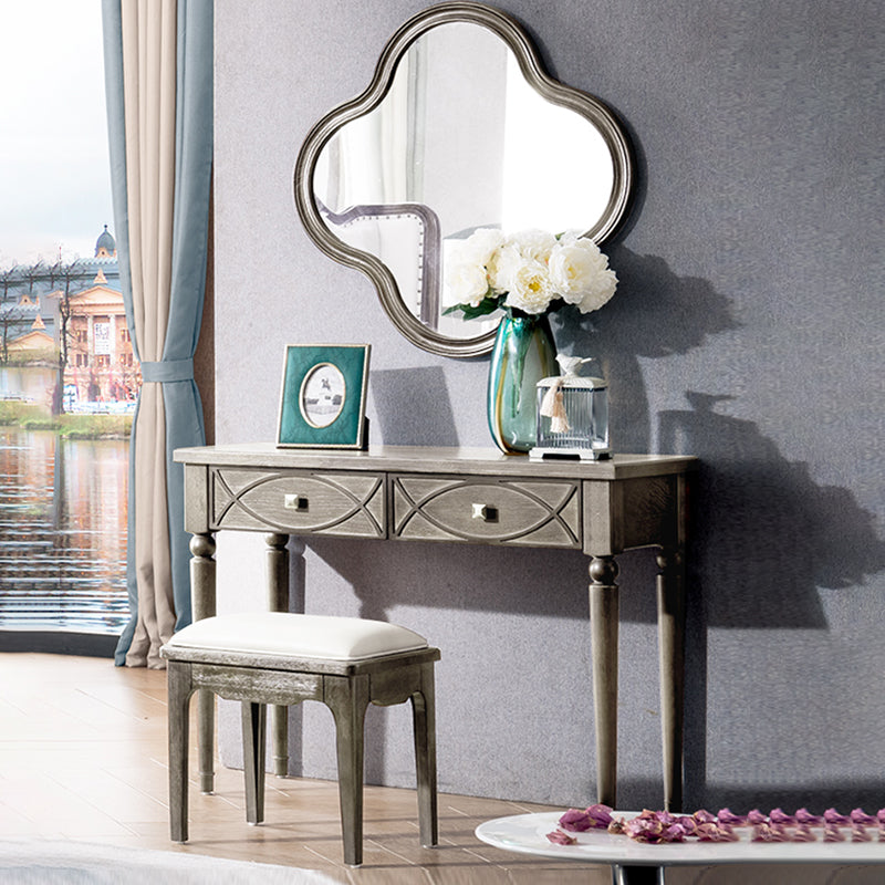 Oak Vanity Set with Stool Gray Vanity with Drawer and Mirror